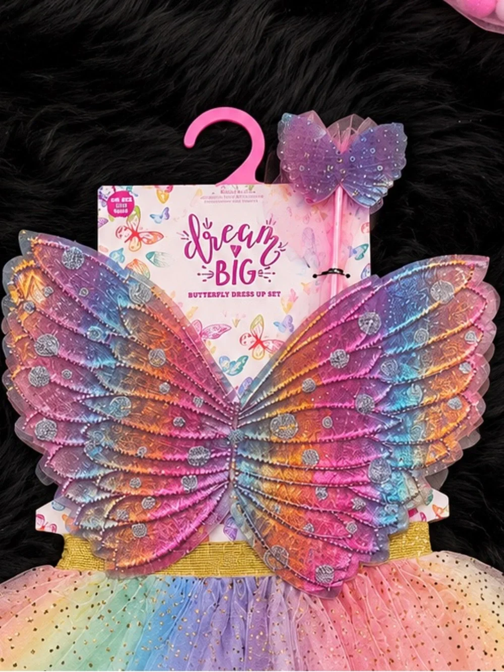 NWT Girls 3-Piece Rainbow Butterfly Fairy Costume Set